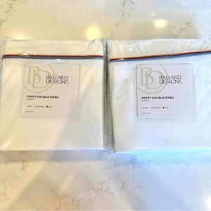 NEW Ballard Designs King Poppy Double Piped Sham Red White Blue Pillow Case